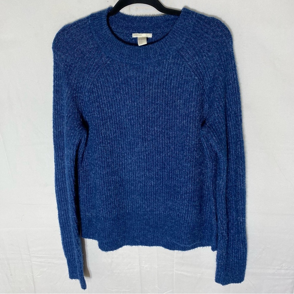 H&M Basic Blue Ribbed Knit Crew Neck Sweater S